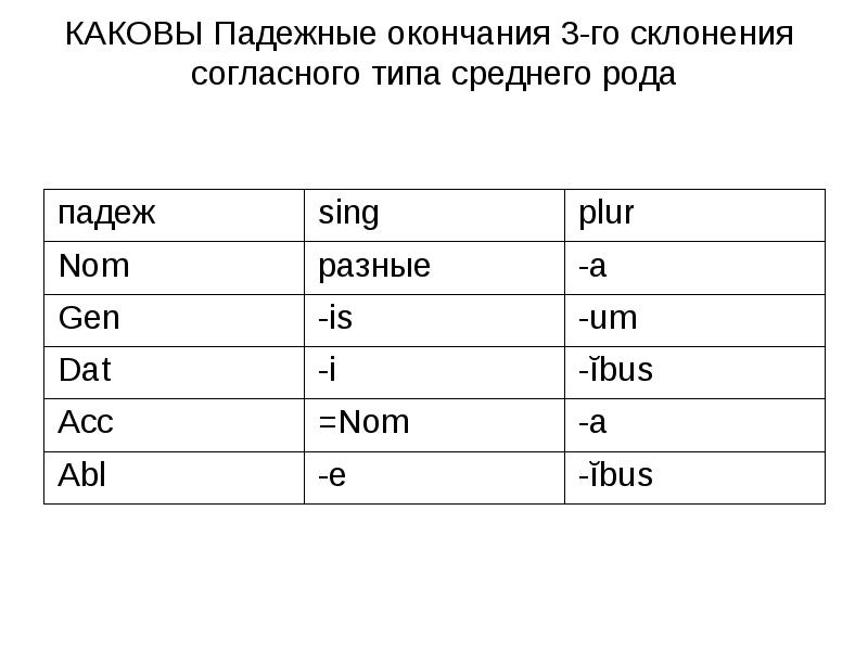 Окончание 3 склонения в латинском языке