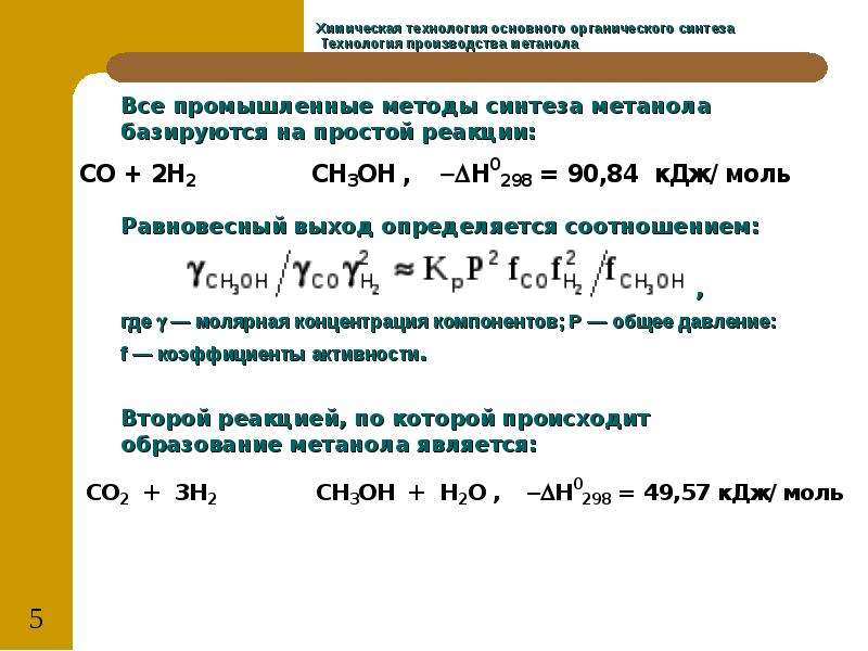 Химическая технология производство аммиака и метанола презентация