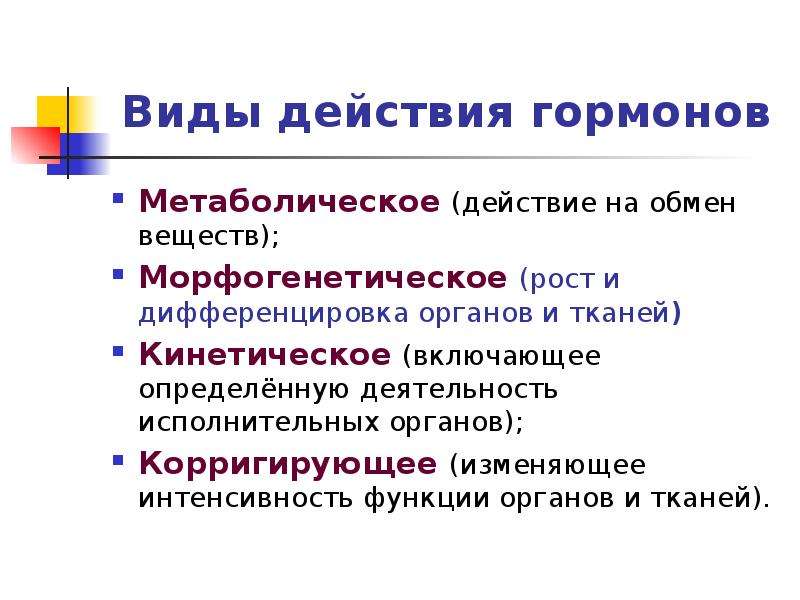 Гормоны виды