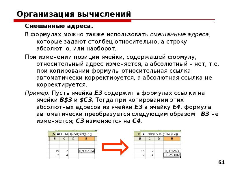 Ссылка на адрес ячейки в excel