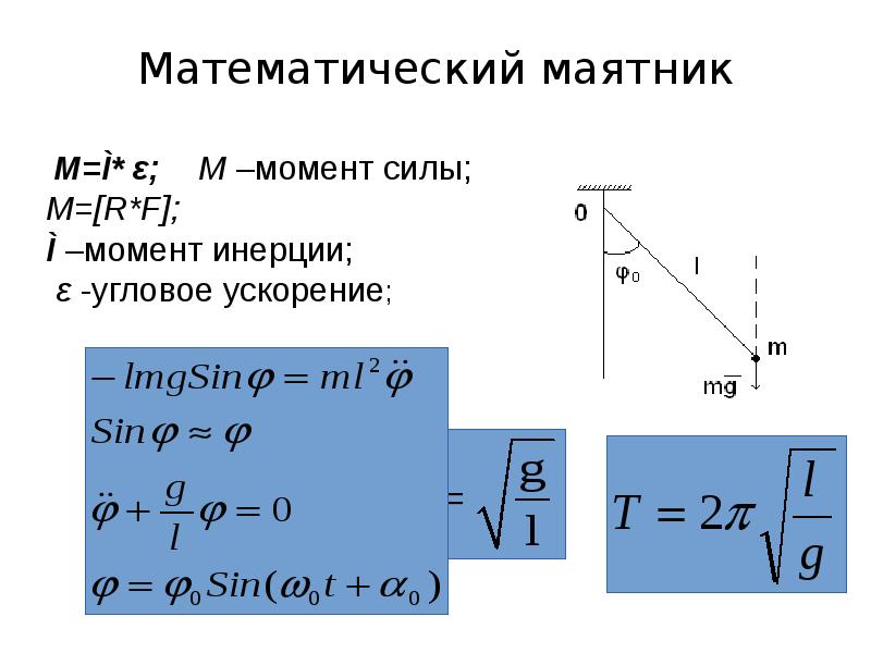 Путь пройденный математическим маятником. Момент инерции математического маятника формула. Момент инерции математического маятника вывод формулы. Период колебаний маятника момент инерции. Момент инерции физического маятника формула.