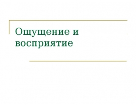 Ощущение и восприятие