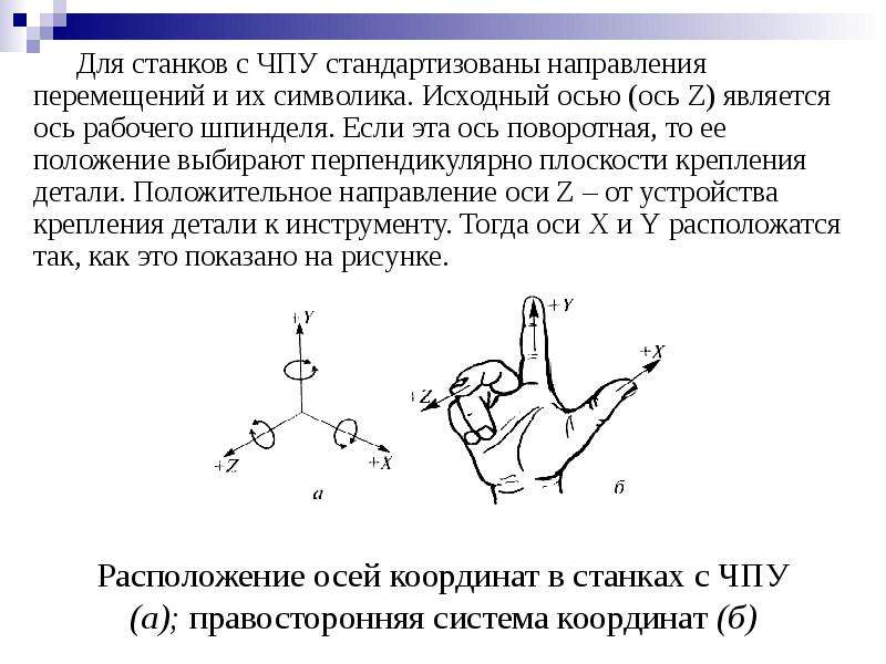 Направление осей станка. Направление осей координат станков с ЧПУ. Система координат токарного станка с ЧПУ. Правосторонняя система координат. Расположение осей координации в станках с ЧПУ правосторонняя.