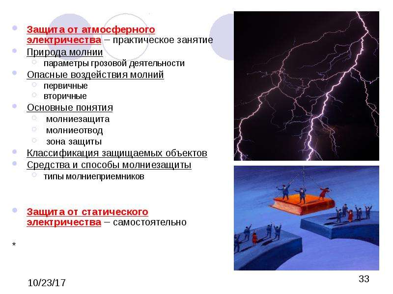 Защита от статического и атмосферного электричества презентация