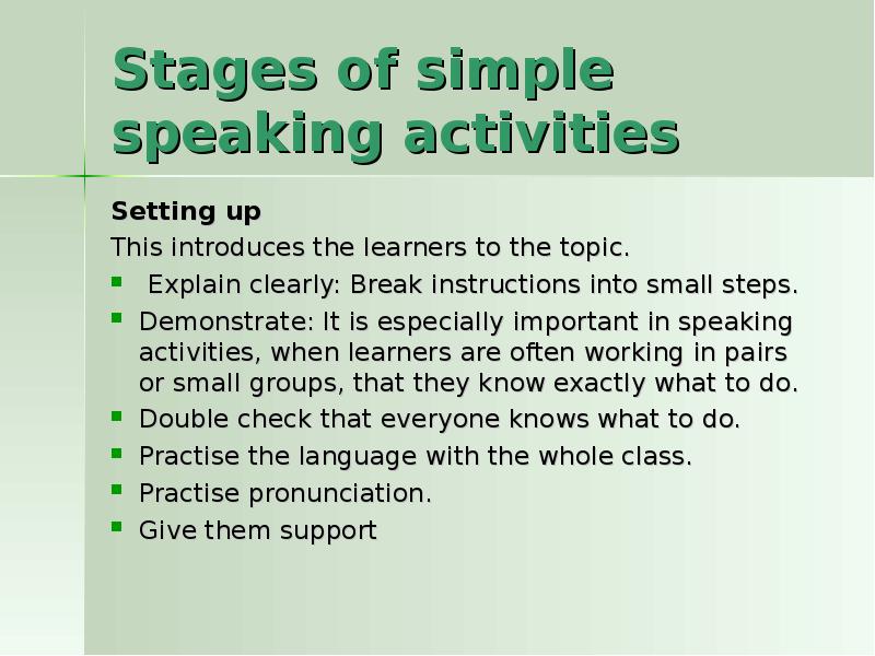 Teaching speaking