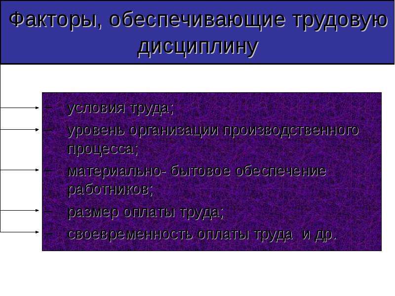 Субъекты трудовой дисциплины. Материально бытовое обеспечение. Уровень трудовой дисциплины. Трудовая дисциплина лекция.