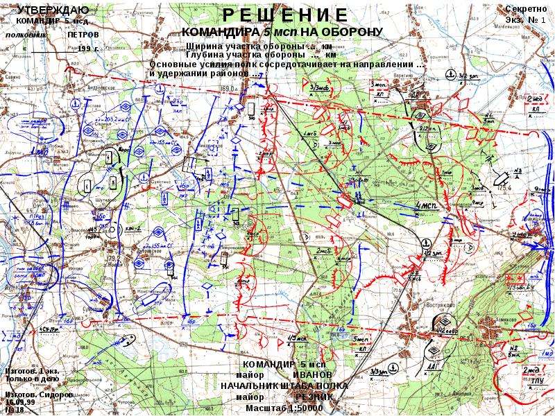 Рабочая карта командира роты в обороне