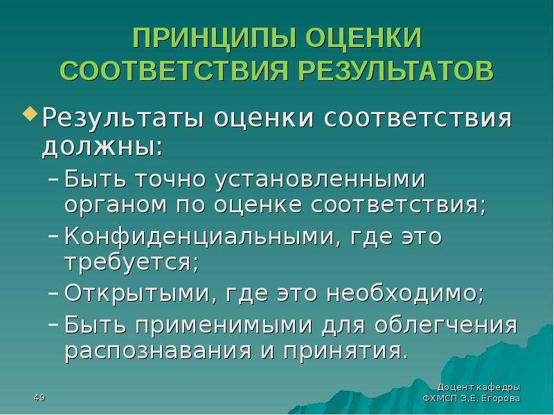 Результаты оценки соответствия