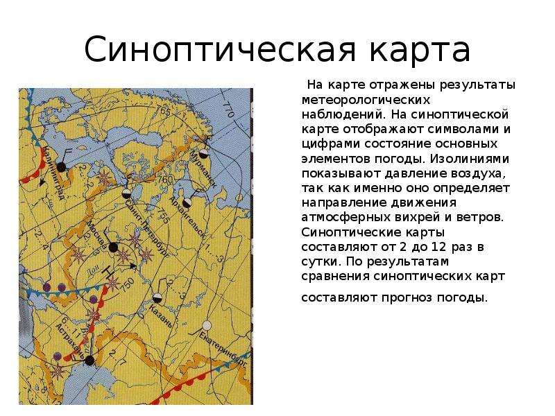 Синоптическая карта европейской части россии на данный момент