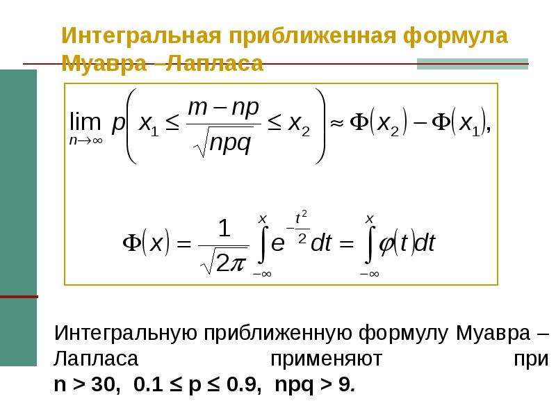 Интегральная теорема муавра лапласа