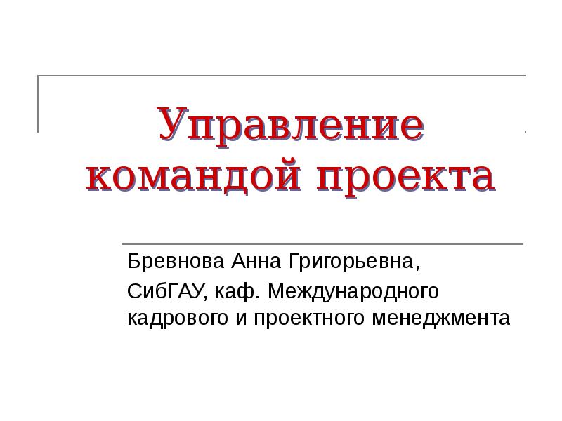 Управление командой проекта - презентация, доклад, проект скачать