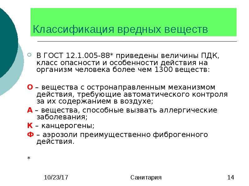 Классификация вредных