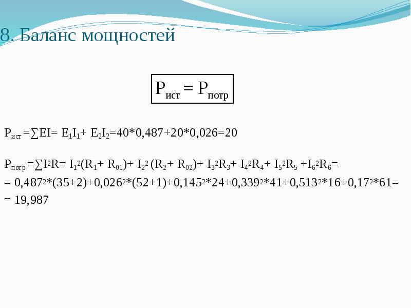 Баланс мощности цепи