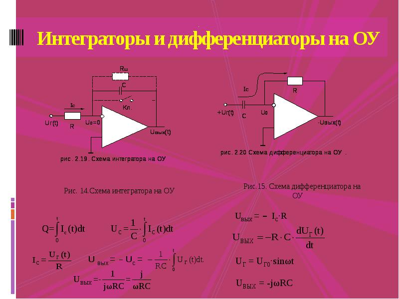 Схема интегратора на оу