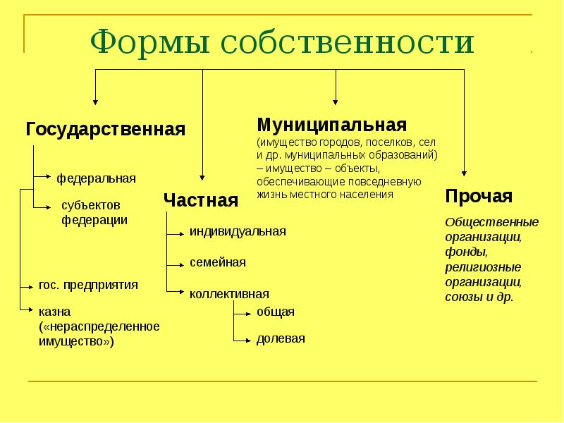 Какие формы собственности