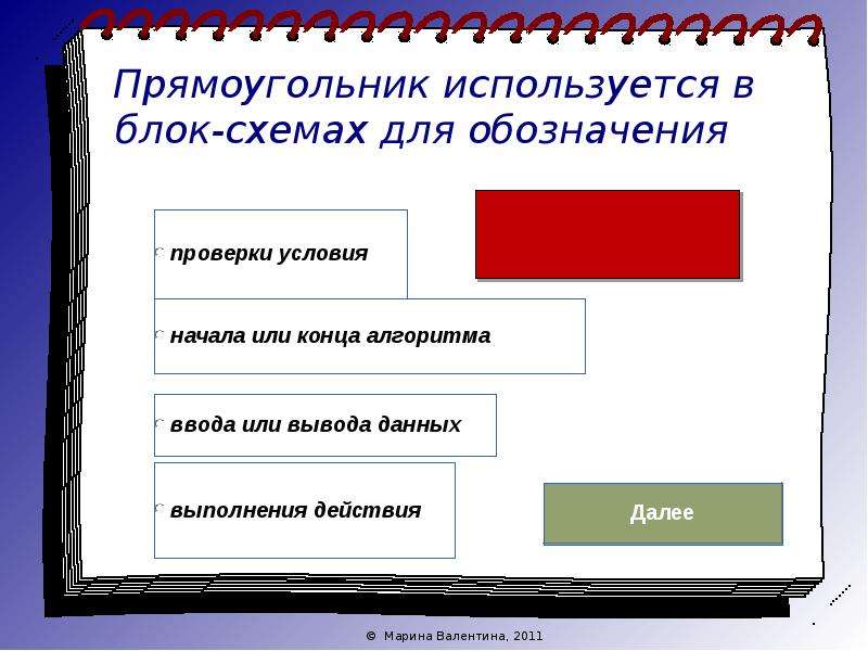 Геометрическая фигура прямоугольник используется в блок схемах для обозначения чего