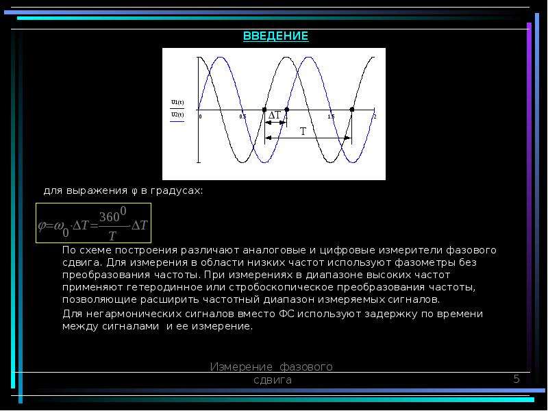 Измерение фазового сдвига презентация