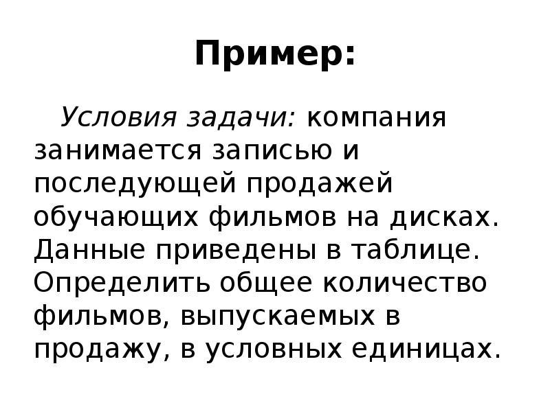 Условие примеры