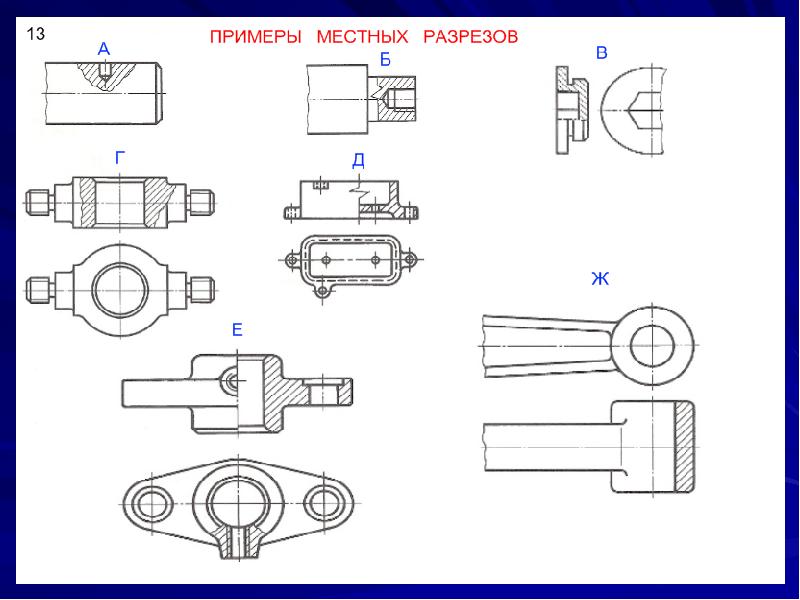 Как выглядит местный разрез на чертеже