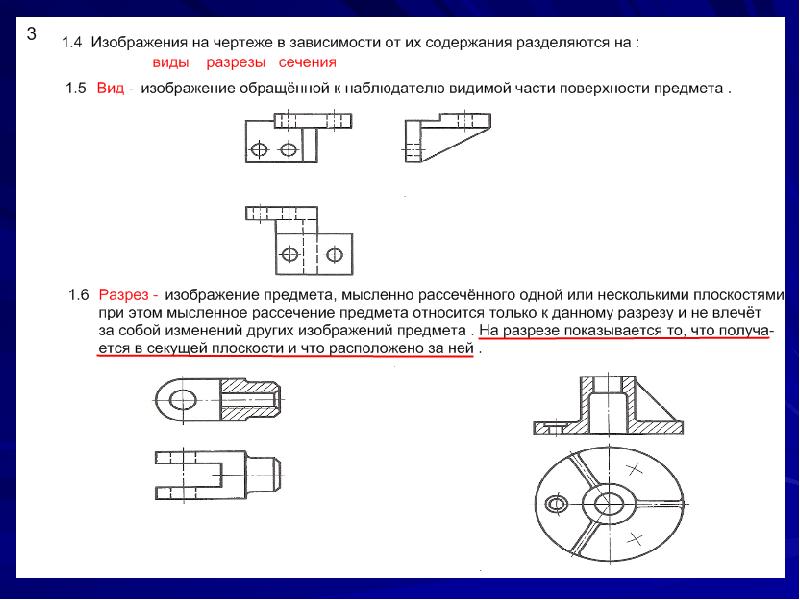 Изображение разреза на чертеже