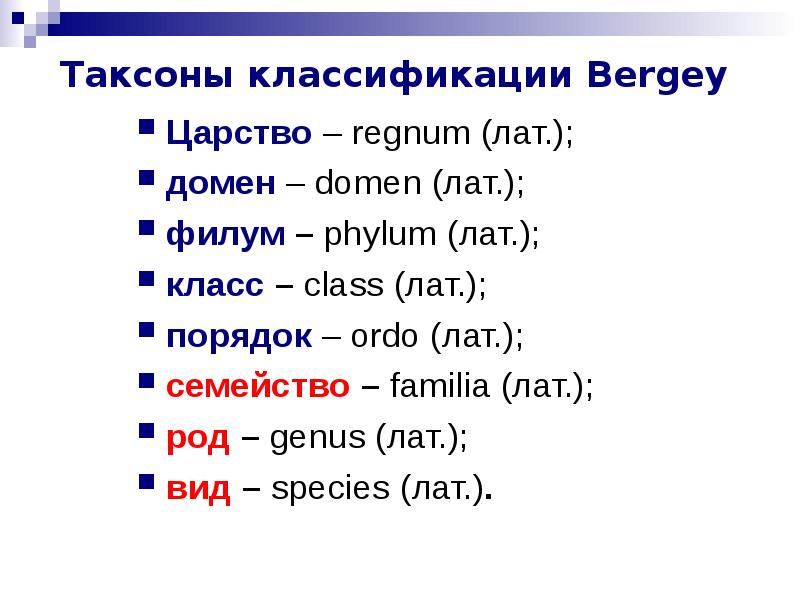 Виды таксонов