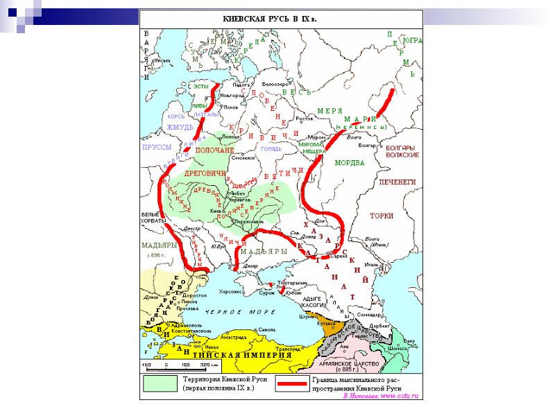 Киевская русь карта на современной карте россии