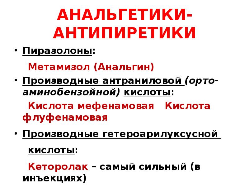 Анальгетики антипиретики