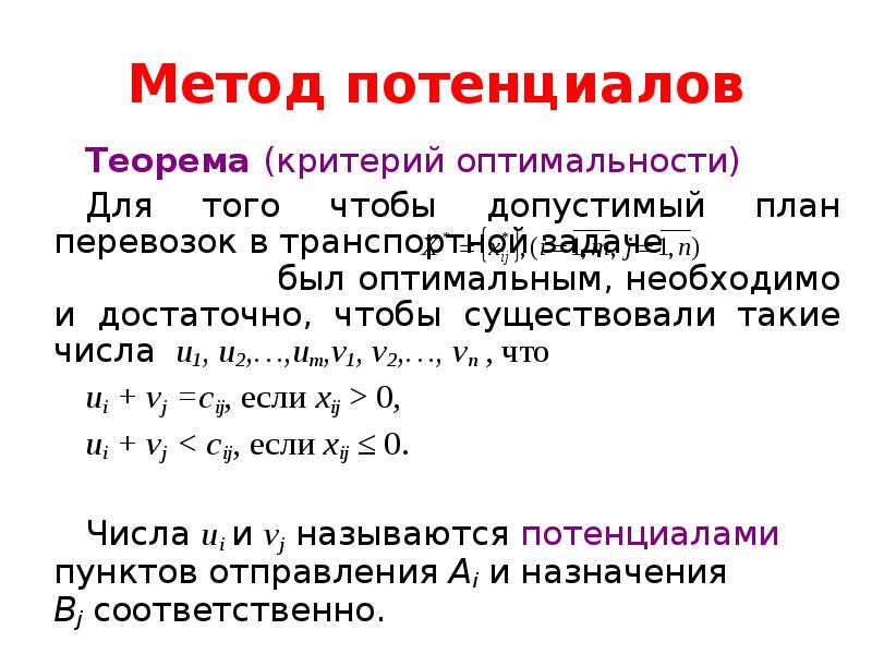 Метод потенциалов