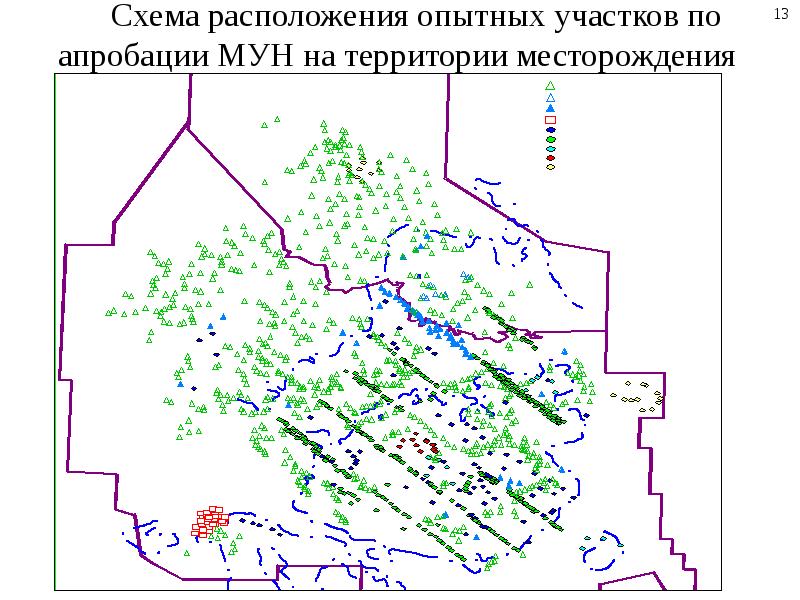 Карта приобского месторождения с номерами кустов