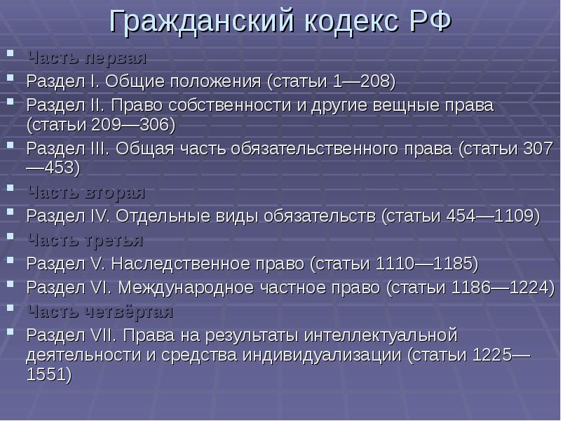 Ст в1. Гражданский кодекс части и разделы. Названия разделы гражданского кодекса. Основные положения гражданского кодекса.