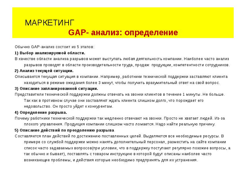 Gap анализ презентация