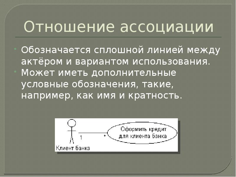 Отношение ассоциации на диаграмме вариантов использования это отношение