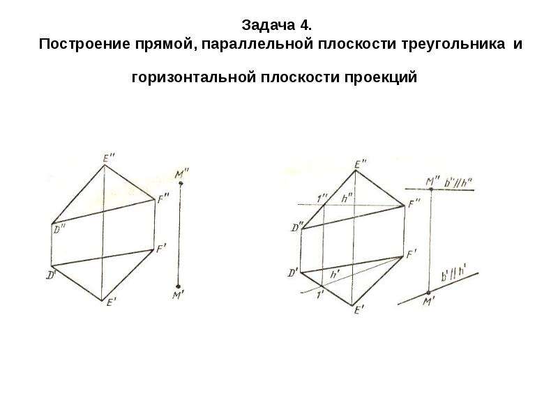 Провести плоскость параллельную плоскости треугольника