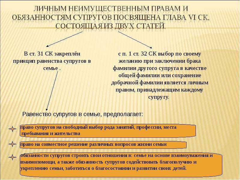 Неимущественные правоотношения. Личные имущественные и неимущественные права супругов. Личным неимущественным правам супругов. Личные неимущественные права супруга. 1. Личные неимущественные права и обязанности супругов.