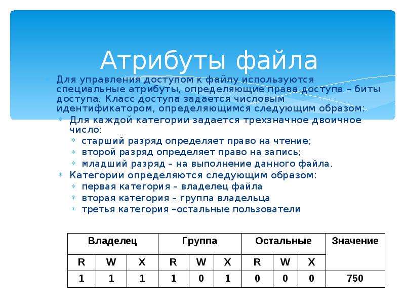 Специальные атрибуты файла. Атрибуты файла и их значение. Атрибуты файла реферат. Биты доступа.