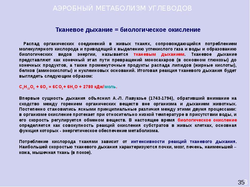 Аэробный обмен. Биологическое окисление углеводов. Тканевое дыхание и биологическое окисление. Аэробный обмен веществ. Особенности аэробного метаболизма.