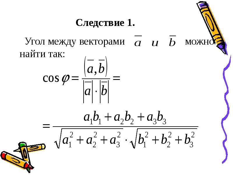 Презентация угол между векторами 11 класс презентация