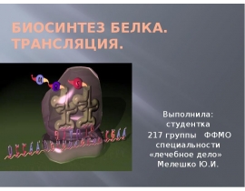 Биосинтез белка. Трансляция