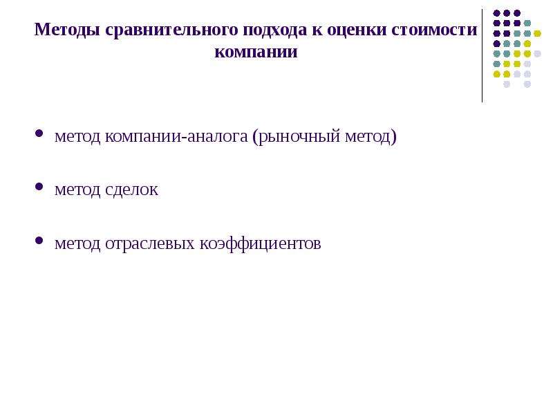 Компания метод. Сравнительный метод оценки. Сравнительный подход к оценке бизнеса презентация. Метод отраслевых коэффициентов. Алгоритм сравнительного подхода.