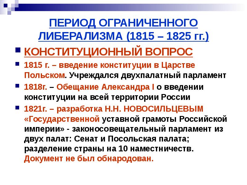 Конституция царства польского 1815 г конституционные проекты декабристов