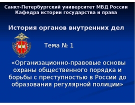Организационно-правовые основы охраны общественного порядка и борьбы с преступностью в России до образования регулярной полиции