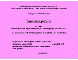 Краткая характеристика предприятия ООО «Карьер