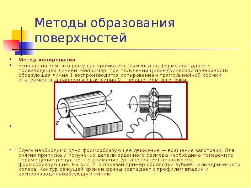 Поверхностная технология. Методы образования производящих линий при обработке. Получение поверхностей по методу копирования. Метод касания. На чем основан метод касания.