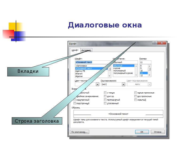 Карта диалоговых окон