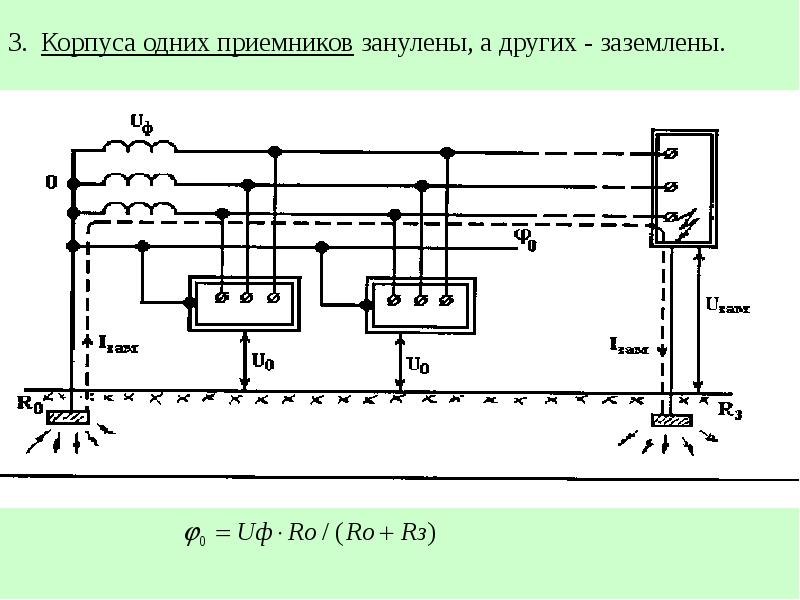 Схема зануления электрического двигателя