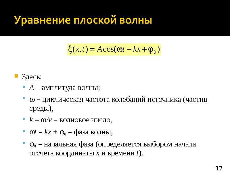 Волна число. Циклическое волновое число. Уравнение амплитуды волны. Волновое число в среде. Волновое число физический смысл.