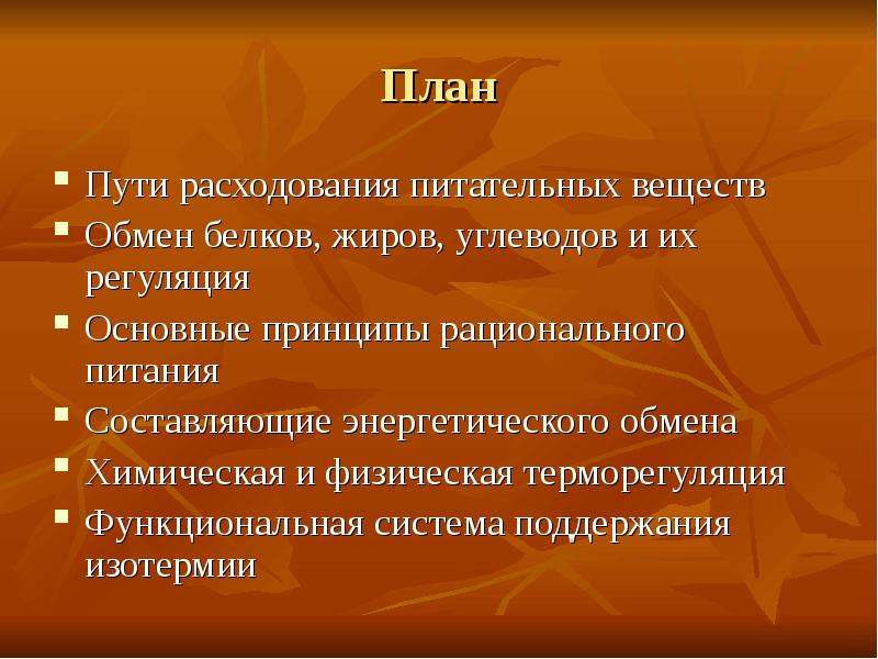 Презентация по физиологии обмен веществ