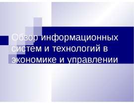 Обзор информационных систем и технологий в экономике и управлении
