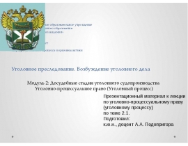 Уголовное преследование. Возбуждение уголовного дела
