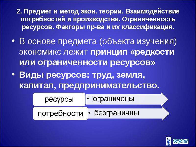 Потребности взаимодействия. Предмет экон теории. Принцип редкости ресурсов. Предмет исследования Экономикс. Экономическая взаимосвязь потребностей и производства.